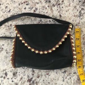 BigBuddha Black and Brown Leather Gold Studded Bag
